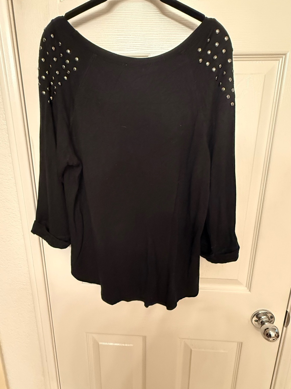 Market & Spruce Black Stud-Embellished Knit Sweatshirt